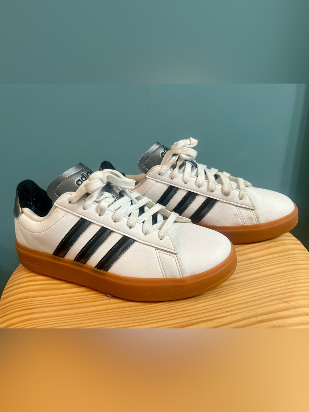 Adidas Grand Court Platform White Black Gum Sneakers Women’s Size 7